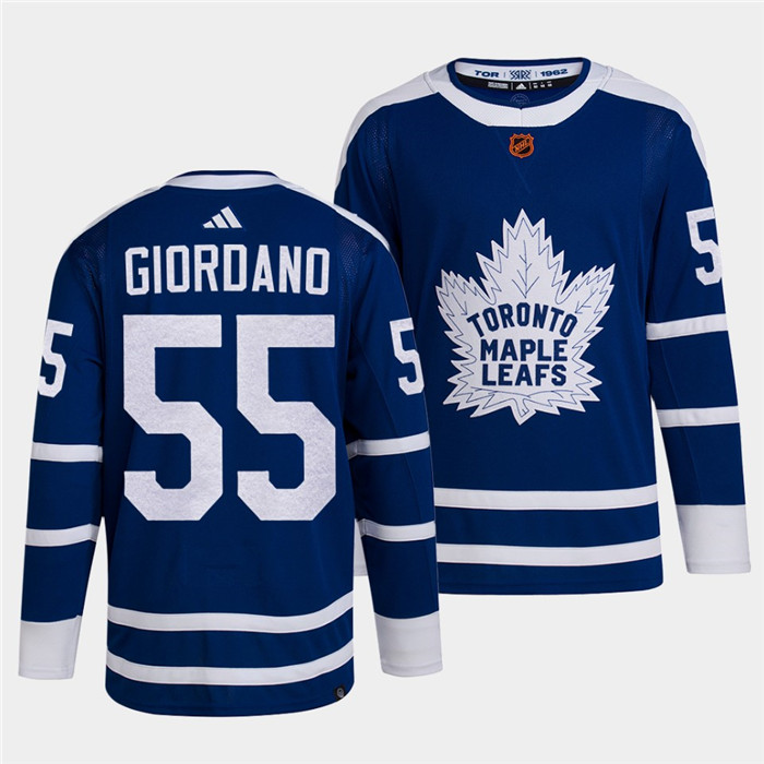 Men's Toronto Maple Leafs #55 Mark Giordano Blue 2022 Reverse Retro Stitched Jersey